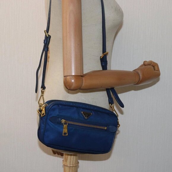 PRADA Shoulder Bag Nylon Blue Auth - Picture 1 of 16